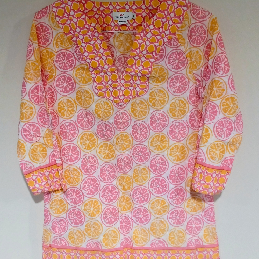 Vineyard Vines Pink and Orange Citrus Blouse - Picture 1 of 4